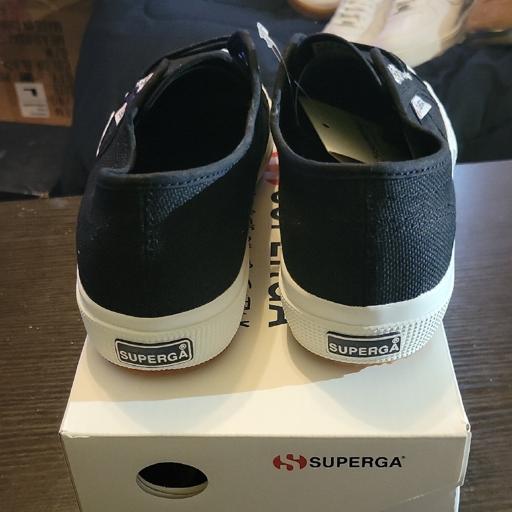 Superga 2750 Cotu Sneakers - Black and White Mens 6 Womens 7.5 NWT & BOX - Picture 5 of 10